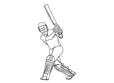Premium Vector Cricket Player Single Line Art Drawing Continues Line