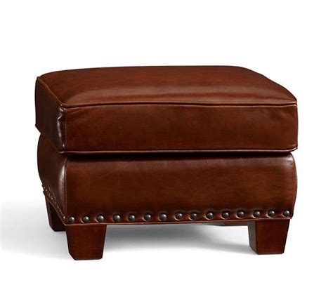 Our compact version of the classic club chair offers all the comfort of the original but in a smaller silhouette that's just overall dimensions: Pottery Barn Irving Leather Storage Ottoman with Nailheads ...