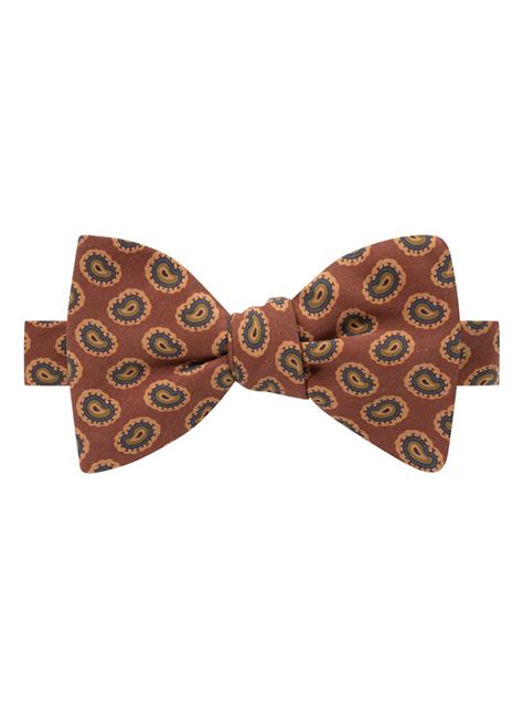 Silk Paisley Printed Bow Tie In Rust The Ben Silver Collection