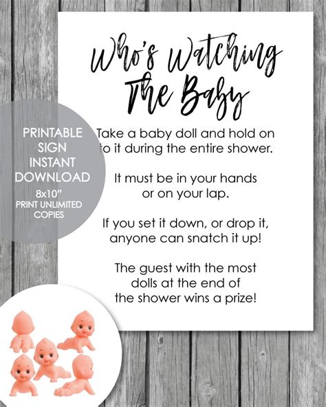 Popular Whos Watching Baby Baby Shower Game Printable Baby Shower
