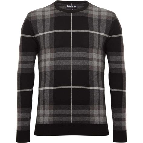 barbour jacquard sweater tartan regular fit black mkn1120gy92
