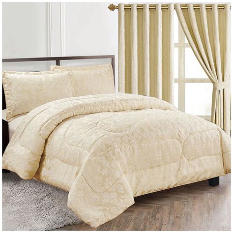 Luxurious Cream 3Pcs Quilted Jacquard Bedspread Super King Size EBay