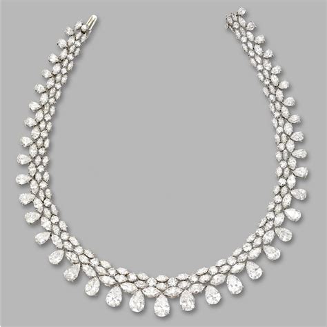 diamond necklace pear shaped round and marquise shaped diamonds totaling approximately 80
