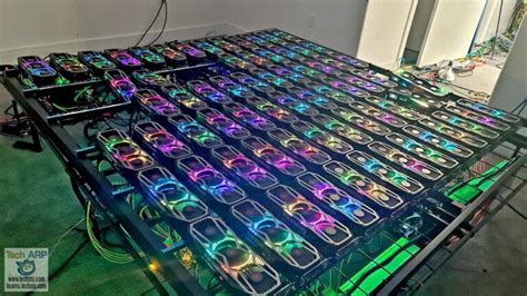 Rgb Lit Bitcoin Mining Rig With 78 Geforce Rtx 3080 Graphics Cards