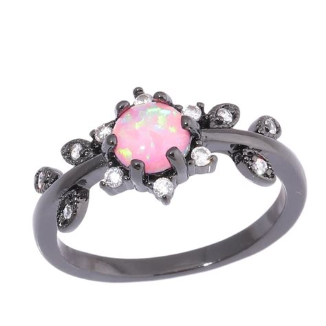 Cinily Created Pink Fire Opal Cz Black Gold Filling Wholesale Simple