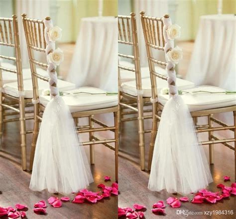 White Tulle Chair Sashes Handmade Flowers Criss Cross Chair Sashes For