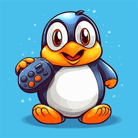 Premium Vector Cute Penguin Gaming Vector Illustration