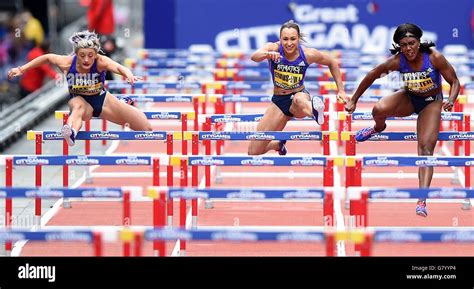 Jessica Ennis Hill In Action During The Womens 100m Hurdles With