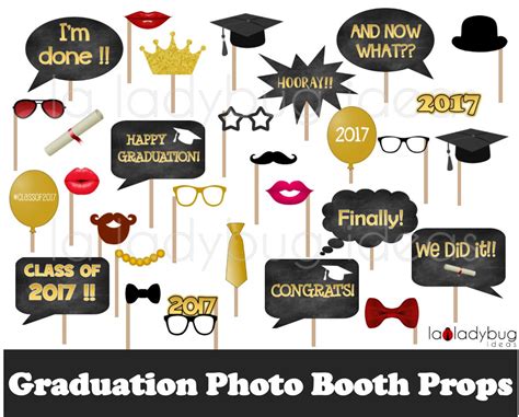 Graduation Photo Booth Props Printable Diy 2017 Grad Selfie
