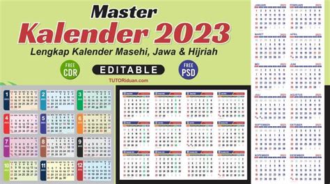 Master Kalender Lengkap Masehi Jawa Hijriah Free Cdr Psd