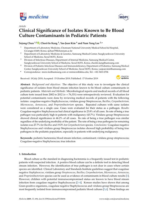Pdf Clinical Significance Of Isolates Known To Be Blood Culture