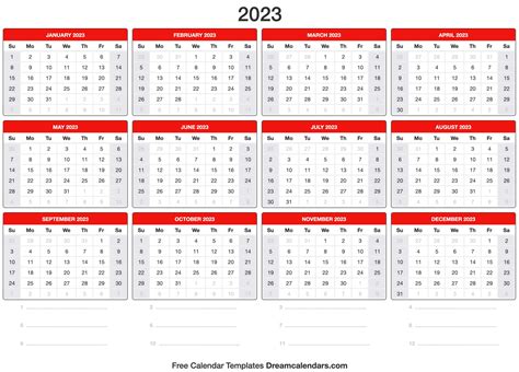 Free 2023 Yearly Calendar Printable Free Get Calendar 2023 Update