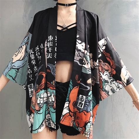 Loose Kimono Kimono Coat Kimono Cardigan Kimono Shirt Black Kimono