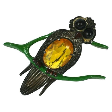 Lucky Owl On Horseshoe Brooch For Sale At 1stdibs