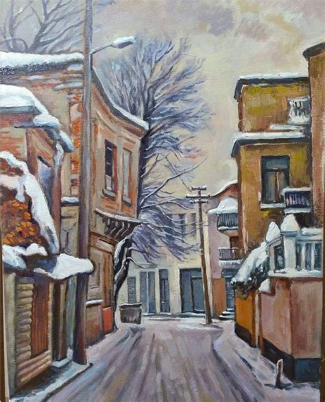 Street Of Korca Albania Impressionist Paintings Landscape Winter