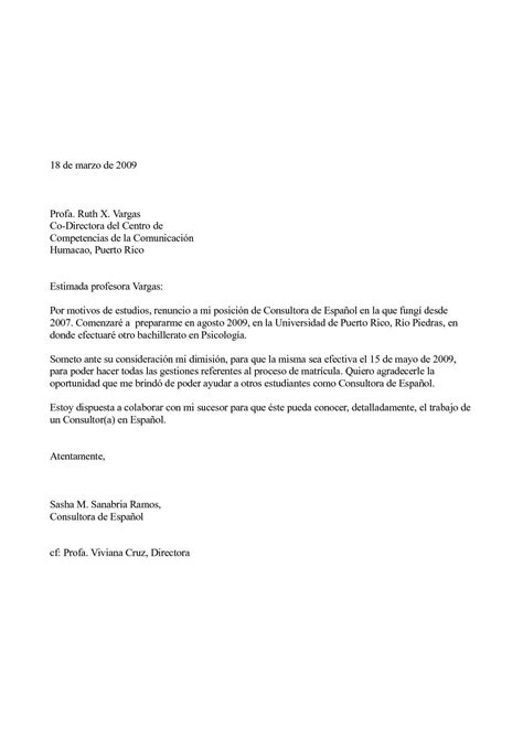 Carta De Renuncia Y Agradecimiento Puerto Rico