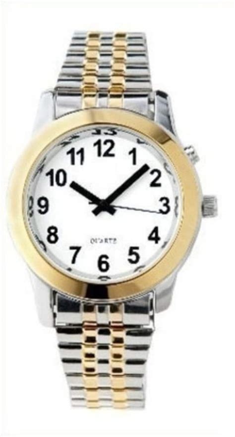 Mens Deluxe Talking Wrist Watch Two Tone For The Blind And Low Vision