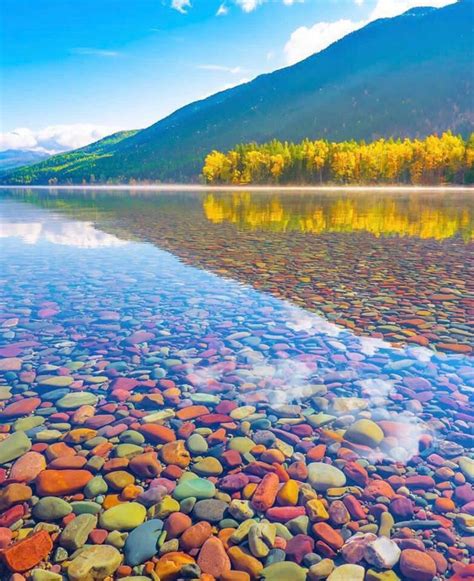 Clear Sky Clear Waters Colorful Rocks And Glorious Reflection R