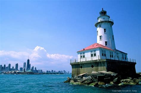 Chicago Harbor Lighthouse And Skyline In Chicago Illinois Chicago