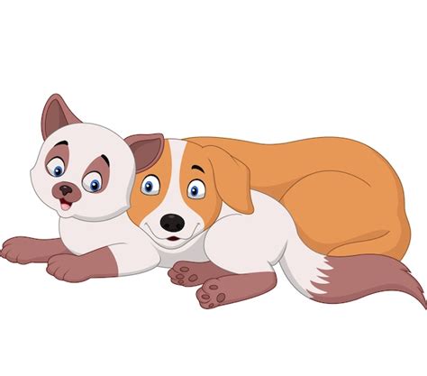 Premium Vector Cartoon Cat And Dog Sleeping