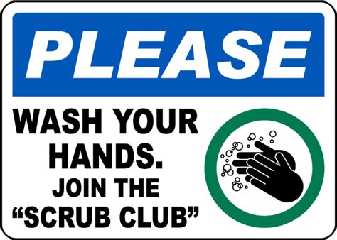 Wash Your Hands Scrub Club Sign Save W Discount