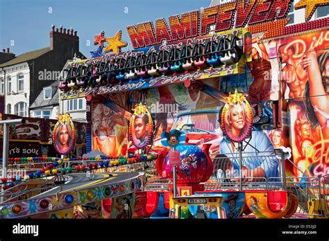 Colourful Fairground Funfair Rides In Summer Bridlington East Yorkshire