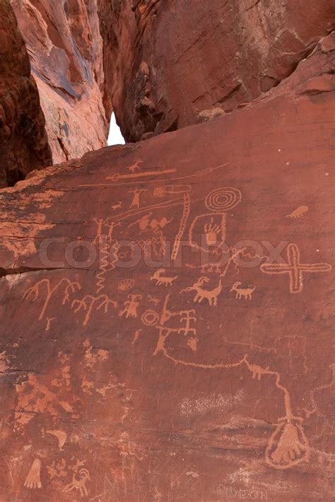 Ancient Petroglyphs In Valley Of Fire State Park Nevada Usa Stock