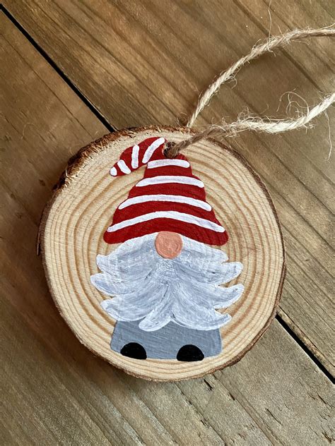 gnome christmas ornaments wood slice ornaments free etsy