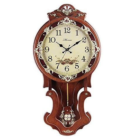Hense Antique Retro Decorative 16 Inch Wood Hand Painted Wall Clock