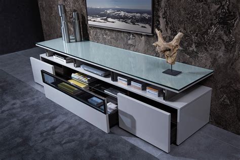 This living room idea revolves around the calming effect of light blue hues, both in terms of its wall color and in terms of its furniture choices. Modrest Hurst Contemporary Grey Gloss TV Stand - TV ...