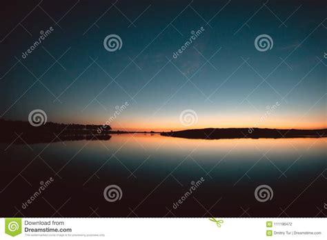 Colorful Sunset Over Water Stock Photo Image Of Moon 111190472