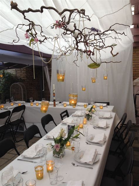 Hang Branches Flowers And Pearls From The Ceiling For Beautiful Decor