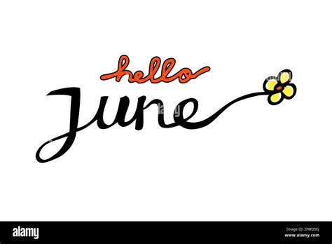 Simple Vector Lettering Hello June Isolated On White Stock Vector
