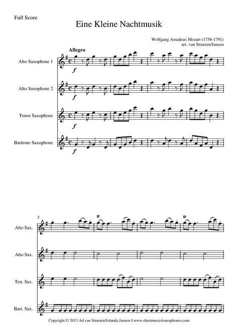 Mozart: Eine Kleine Nachtmusik for Saxophone Quartet (1 mvt)