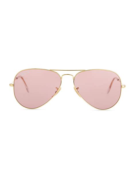 Lyst Ray Ban Polarized Aviator Sunglasses Crystal Pink In Pink