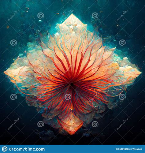 Ai Generated Illustration Of An Abstract Bright Flower Underwater Stock