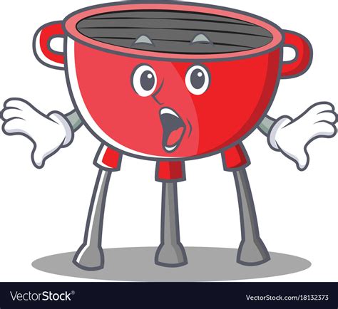 Surprised Barbecue Grill Cartoon Character Vector Image