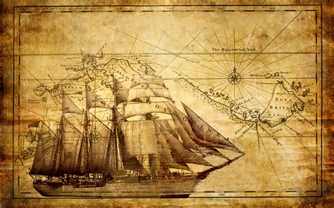 45 Antique Nautical Map Wallpaper