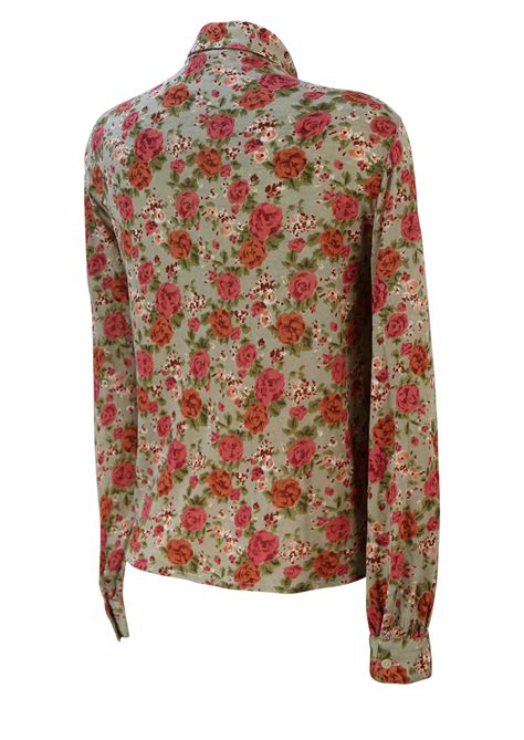 Dreamdressy.com offers gorgeous two piece floral long prom dresses with open back and pockets. Sage Green Blouse with Pink, Green & Brown Rose Floral ...