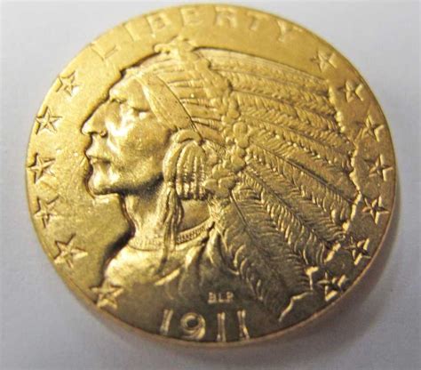 1911 Us Indian Head 5 Five Dollar Gold Coin Blp