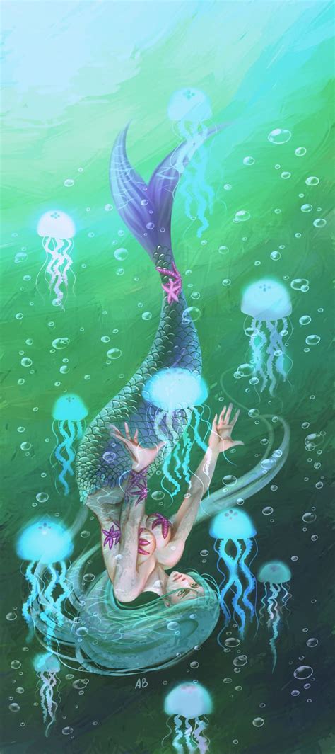 Mermaid And Jellyfish By Nikey84 On Deviantart