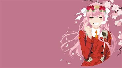 Darling In The Franxx Zero Two With Red Rose On Head With