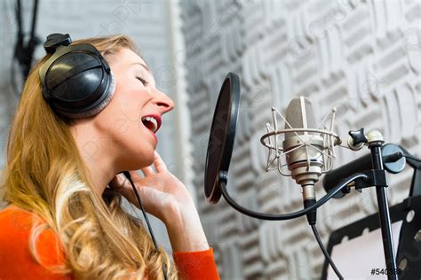 Female Singer Or Musician For Recording In Studio Stock Photo