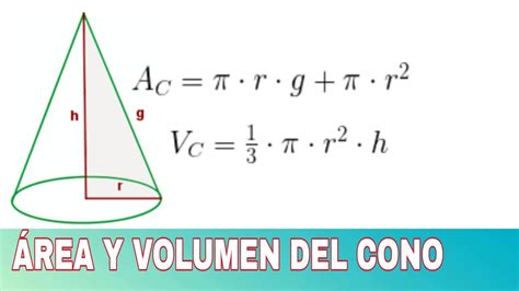 Calcular El Rea Y Volumen De Un Cono Youtube