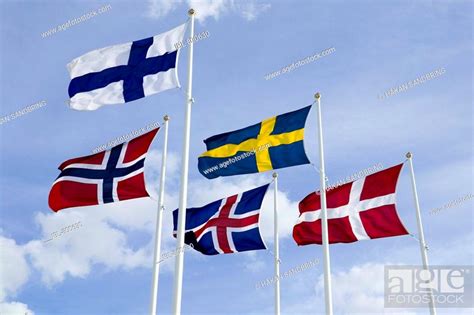 Flags Of The Scandinavian Countries Sweden Finland Denmark Norway