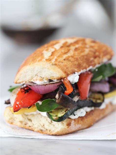 Grilled Vegetable Sandwich With Herbed Ricotta Foodiecrush