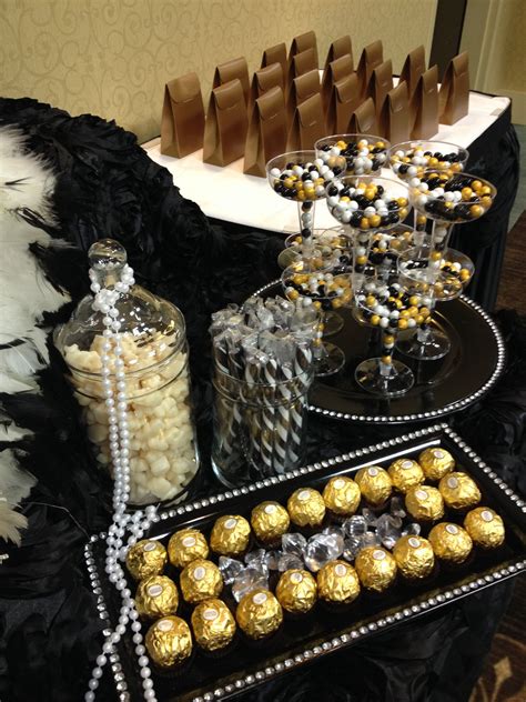 Black Gold And Ivory Candy Buffet Gatsby Themed Party Great Gatsby