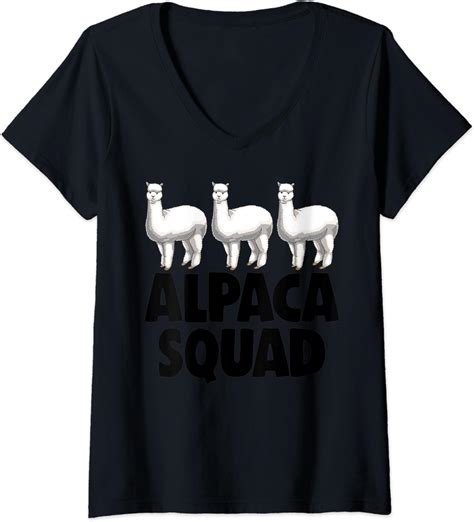Womens Alpaca Squad Tee Shirt Alpaca Graphic Shirt Funny Cute Llama V