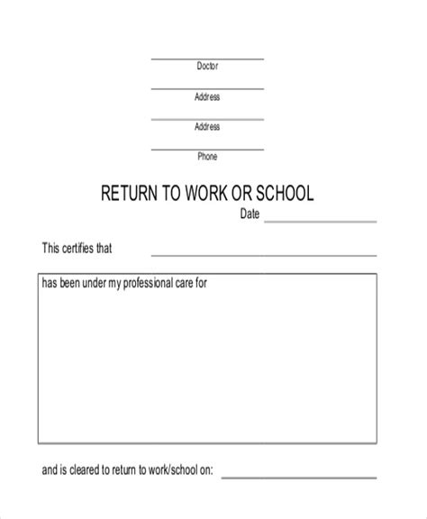 Free 7 Return To Work Note Samples In Ms Word Pdf