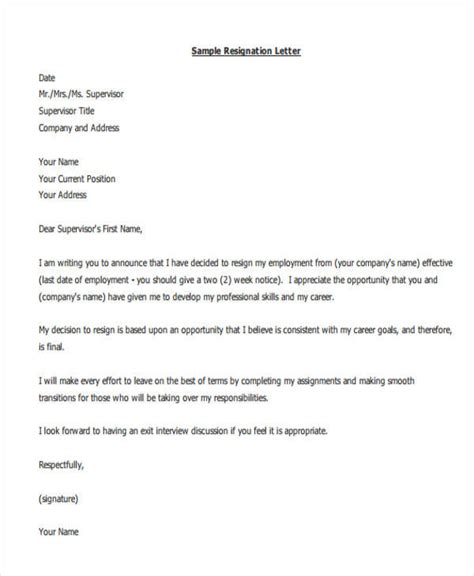Free 13 Company Resignation Letters Samples In Pdf Ms Word Pages